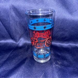 Vintage Pepsi Cola Soda Drinking Glass, 1970's Stained Glass Style
